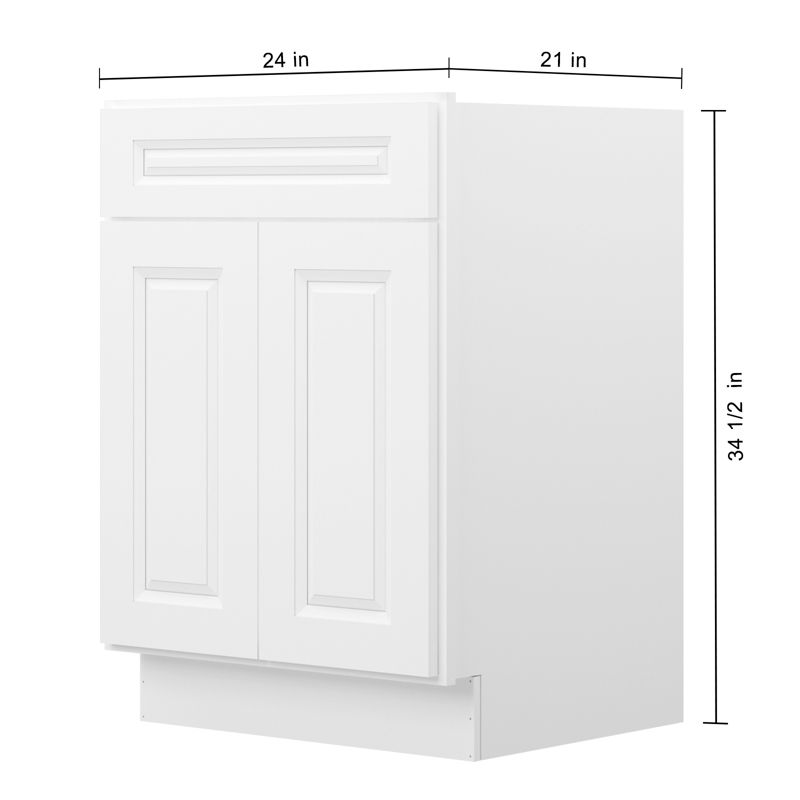HOMLUX 24 in. W  x 21 in. D  x 34.5 in. H Bath Vanity Cabinet without Top in Raised Panel White, 5 of 6