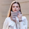 Anna-Kaci Women's Striped Scarf with Soft Cozy Fabric Two-Tone Design and Fringe Trim Detailing - 4 of 4