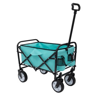 Minimeetall Extention Collapsible Foldable Wagon Cart w/ strapping system Beach Wagon Utility Cart Utility Wagon Grocery Cart Supports 225lbs - 1 of 4