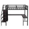 Sapphtopaz Loft Bed with L-Shaped Desk & USB,Metal Loft Bed with Wardrobe & Adjustable Shelf for Adults Teens Bed Frame for Bedroom - 3 of 4