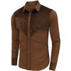 Coolmee Men's Western Cowboy Fringe Shirts Long Sleeve Button Down Embroidered Vintage Casual Shirts - 3 of 4