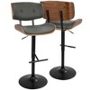 Metal and Wood Faux Leather Adjustable Mid-Century Modern Barstool with 360-Degree Swivel, Set of 2 for Kitchen - 2 of 4