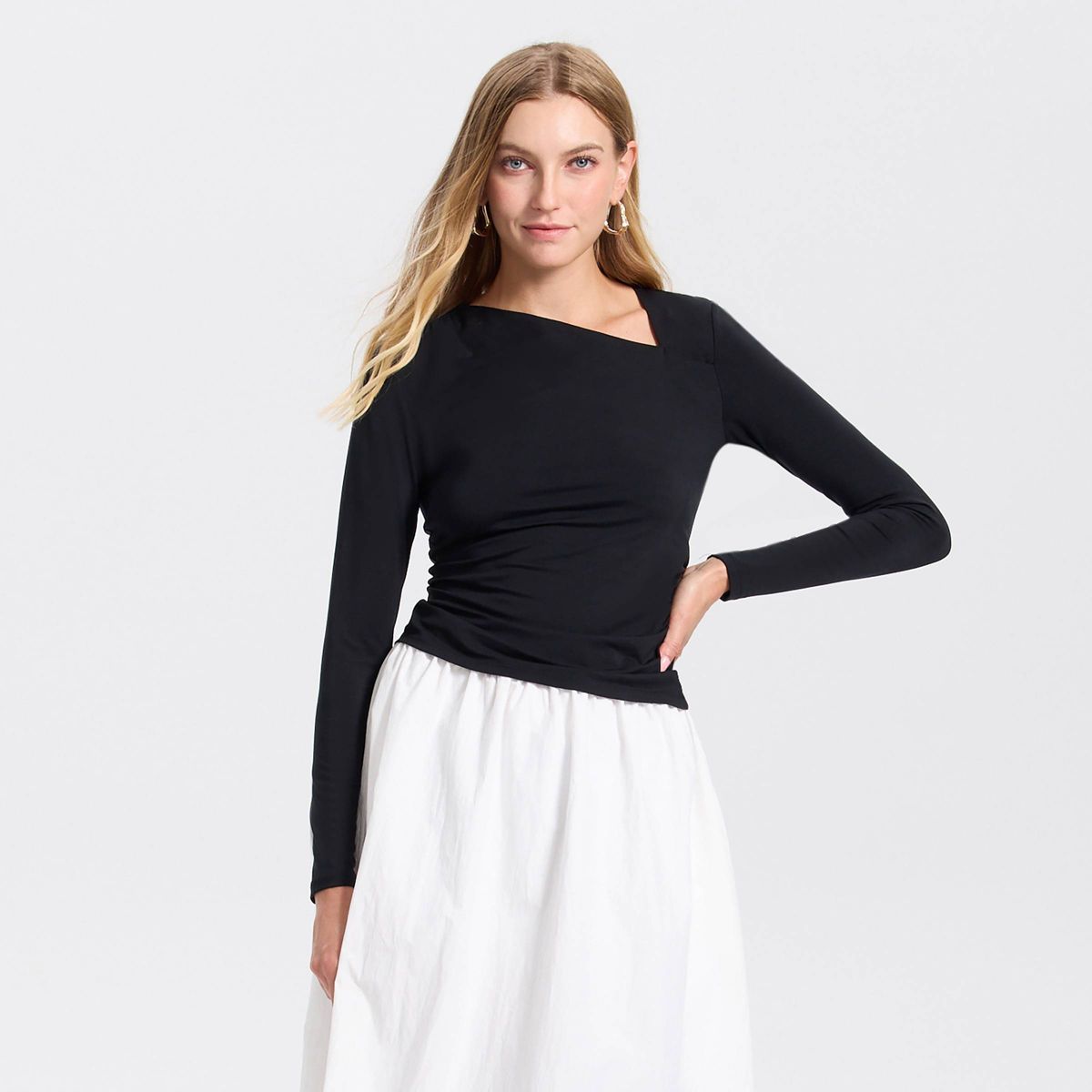 Women's Long Sleeve Knit Asymmetrical Top - A New Day™