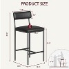 Bar Stools Set of 2, Upholstered Counter Height Bar Stools with Backrest and Footrest, Kitchen Barstools for Island, Counter Bar, Easy Assembly, Black - 2 of 4