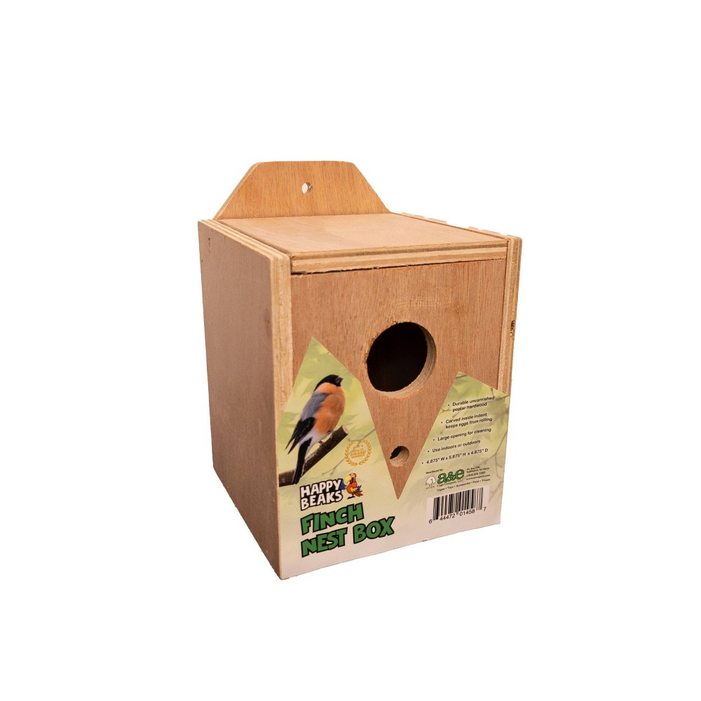 A&E Cage Company Happy Beaks Finch Nest Box Bird Interactive Toy - Natural Wood