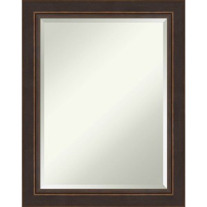 23" x 29" Beveled Lara Bronze Wood Wall Mirror - Amanti Art: Modern Rectangular, No Assembly, Includes Hardware - 1 of 4