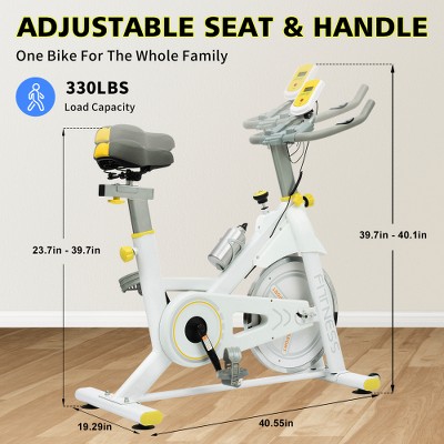 VYNXARIA White Indoor Exercise Bike Cycling Bike with Comfortable Seat Cushion