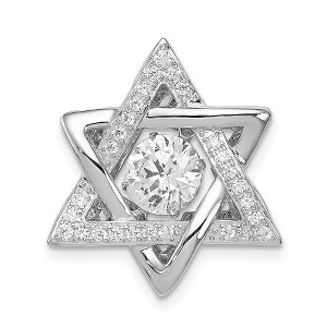 Black Bow Jewelry Platinum Plated Sterling Silver & CZ Star of David Pendant, 19 x 22mm - 1 of 4