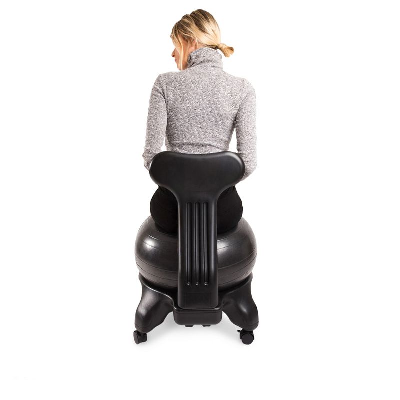 PharMeDoc Exercise Ball Chair with Back Support for Home and Office w/Exercise Yoga Balance Ball, 3 of 6