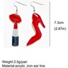 Fashion Statement Dangle Earrings - Whimsical High Heel & Red Lip Design, Lightweight Acrylic Hooks - 2 of 4