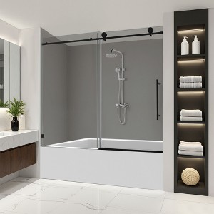 Frameless Shower Door: Fixed/Sliding, 70mm Pulleys, Soft-Close, Nano-Clean - 1 of 4