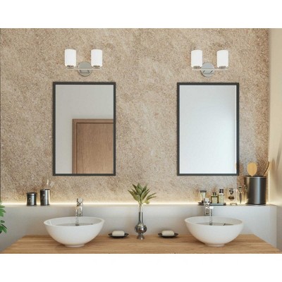 Brushed Nickel 2-Light Bath Vanity with Porcelain Shades