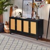 Rattan Sideboard Buffer Cabinet With 4 Rattan Doors, Adjustable Shelves, Storage Modern Storage Cabinet, Cupboard Console Table - 2 of 4