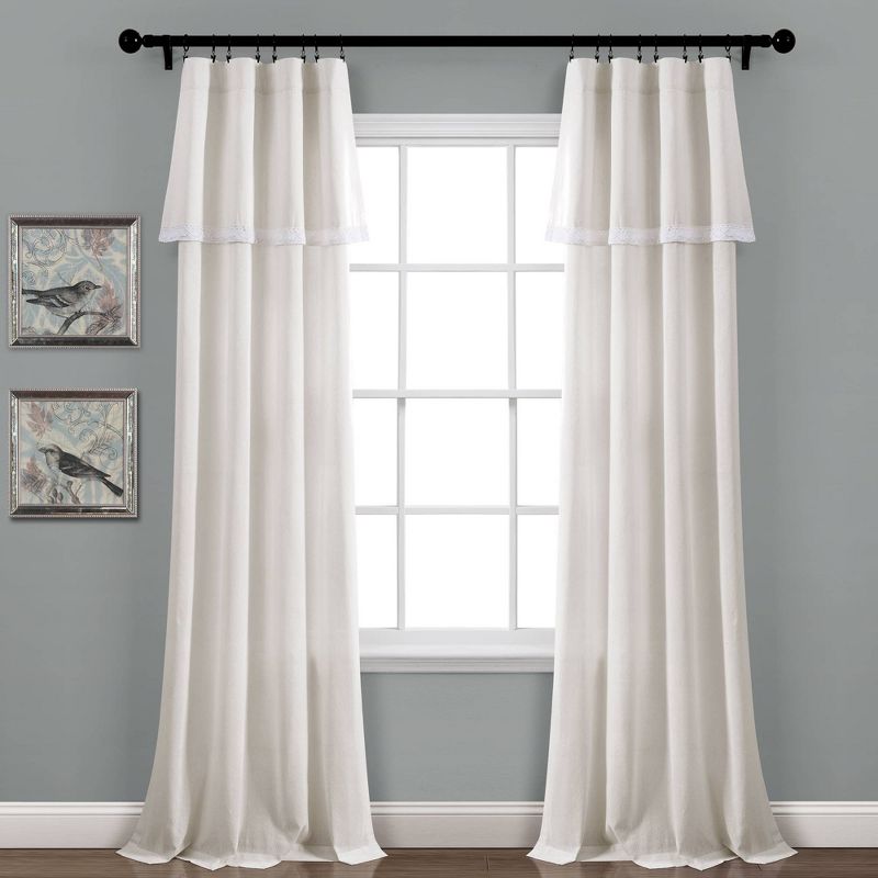 Linen Lace Window Curtain Panels - Lush Décor, 1 of 8