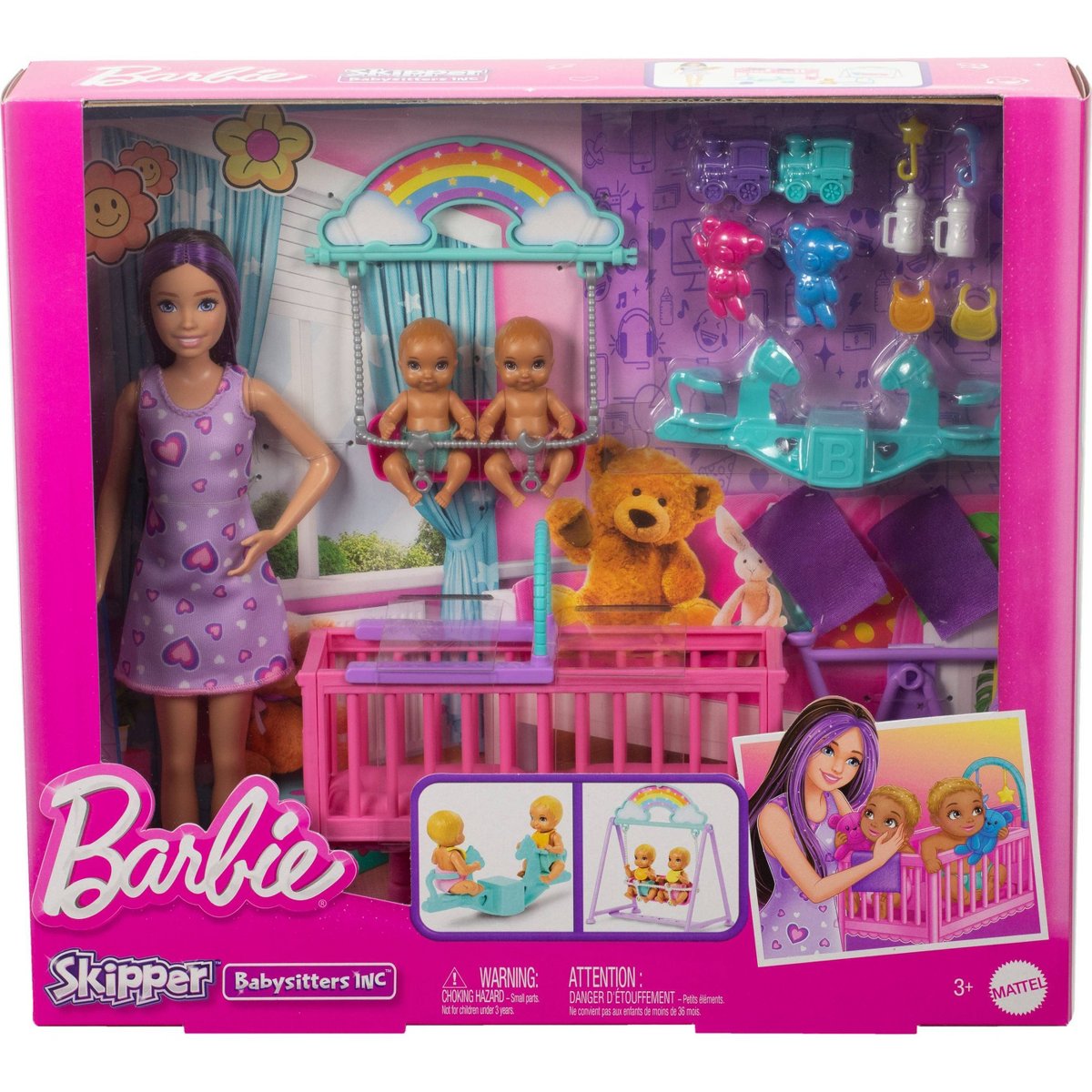 Детские куклы Barbie Skipper Babysitter Doll with Twin Nursery Playset & Accessories Set 17pc — фото 6