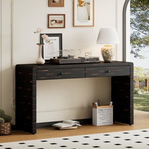 Vintage Wooden Entryway Console Table with Storage,Curved Table With 2 Drawers,Farmhouse Console Table For Hallway Living Room-Cuddlewood - 1 of 4