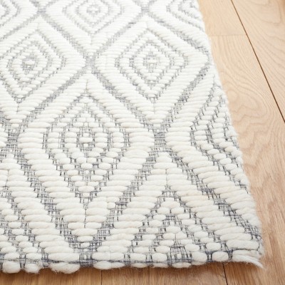 Elegant Geometric Gray Handwoven Wool Rug - 3' x 5'