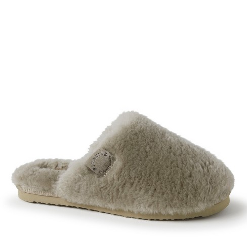 Fireside By Dearfoams Women s Shelly Beach Genuine Shearling Fuzzy Scuff Slipper Moss Size 10