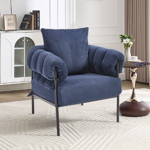 PAGED Modern Accent Chair Comfy Upholstered Armchair with Metal Legs, Living Room Chairs with High Rebound Sponge Seat Cushion for Office - 1 of 4