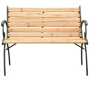 Patio Bench 48.4" Cast Iron and Solid Firwood - 1 of 4