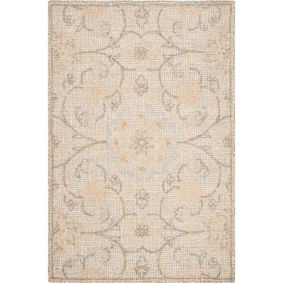 4'X6' Leaf Tufted Area Rug Light Gray/Ivory - Safavieh