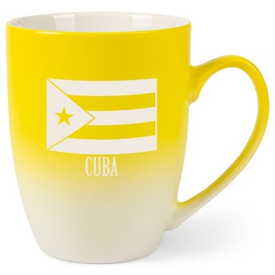 Elanze Designs Cuba Cuban Flag 12 Ounce Ceramic Laser-Etched Engraved Drinkware Mug, Yellow and White Ombre