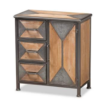 Laurel Wood 3 Drawer Cabinet Gray/Brown - Baxton Studio