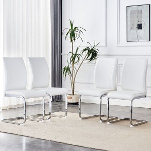 NicBex PU Leather Dining Chairs Set of 4,Upholstered Armless Kitchen Chair with High Back and Arched Metal Legs for Dining Room,Kitchen - 1 of 4