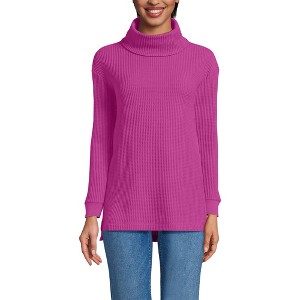 Lands' End Women's Long Sleeve Waffle Cowl Neck Tunic - 1 of 3