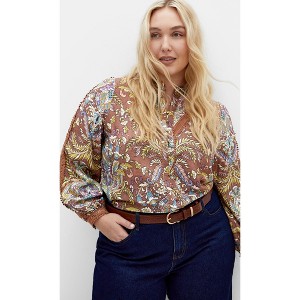 Women's Plus Size Mysteria Print Shirt - saddle | CITY CHIC - 1 of 4