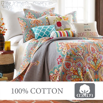 Gray Twin Reversible Cotton Quilt Set