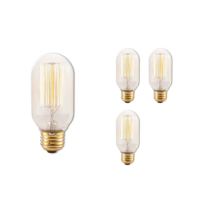 Bulbrite Set of 4 40W T14 Incandescent Dimmable Light Bulbs 2200K E26, 1 of 8