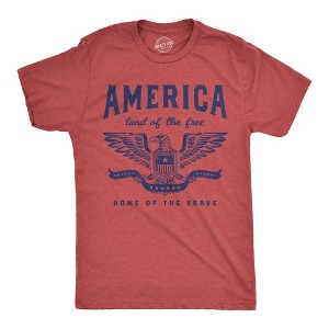Mens Funny T Shirts America Land Of The Free Home Of The Brave Graphic Patriotic Novelty Tee For Men - Crazy Dog Men's T Shirt - 1 of 4