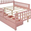 VASIP Twin  Size Wood Platform Bed with 2-Side Safety Guardrails & 2 Storage Drawers for Kids Room,White - 4 of 4