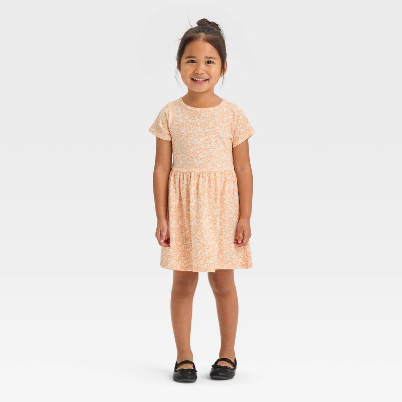 Toddler Girls' Floral Short Sleeve Dress - Cat & Jack™ Orange, 4 of 5