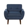 Velvet Upholstery Solid Wood Tufted Contemporary Accent Chair with Foam Cushions, Attached Cushions and Dark Brown Legs - 2 of 4