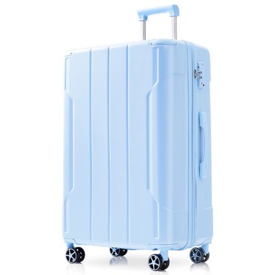 Syemin Luggage Hardshell Luggage, Lightweight Durable ABS Suitcases with Double Wheels, Expandable 28-inch Checked Luggage, Blue, 29.5"*18.5"*11.6"