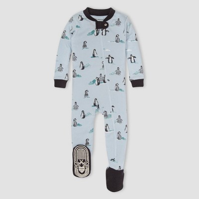Burt's Bees Baby® Baby Penguins Organic Cotton Tight Fit Footed Pajama - Blue 12M