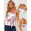 Allegra K Women's Floral Print Sleeveless V Neck Tie Waist Peplum Cami Top - 2 of 4