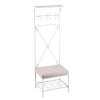 Dovanti Freestanding Entryway Hall Tree Bench w/ Storage - HE3193 - Distressed White - SEI - 3 of 4