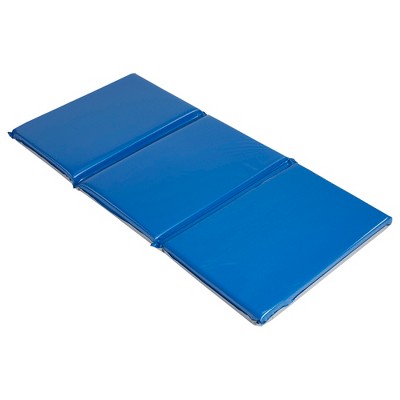 ECR4Kids Everyday 3-Fold Daycare Rest Mat, Folding Sleep Pad, 2in Thick, 5-Pack - Blue and Grey