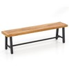 Costway 63" Long Outdoor Acacia Wood Bench Seats up to 3 Persons for Garden Porch - 2 of 4