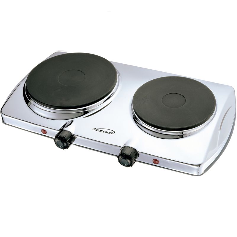 Brentwood Electric 1440W Double Hotplate Chromed, 1 of 5