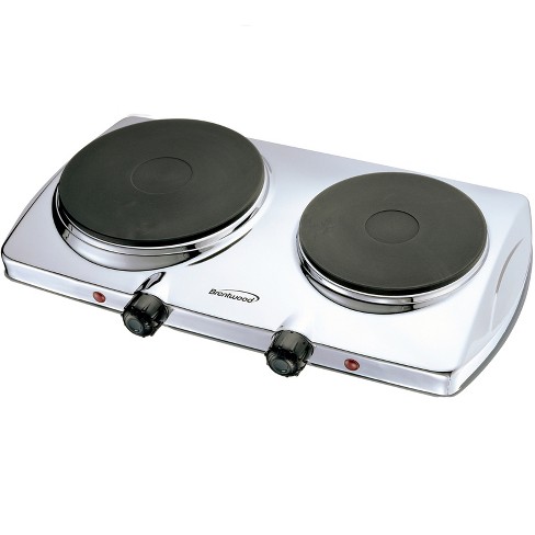 Costway 1800W Double Hot Plate Electric Countertop Burner Stainless Steel 5 Power Levels - Silver