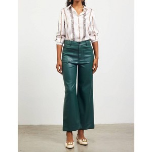 Women's Faux Leather Wide Leg Pants - SKIES ARE BLUE - 1 of 4