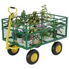 Garden Cart Heavy Duty Folding Yard Cart with 10"Multi-Terrain Tires,4 Removable Mesh Sides,180° Swivel Handle Metal Wagon for Lawn,Yard,Patio,Farm - 2 of 4