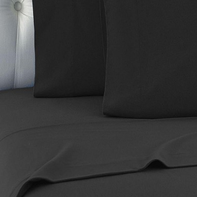 Twin Charcoal Cotton Polyester Flannel Sheet Set