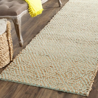 Natural Green Braided Jute Runner Rug 2'6" x 6'