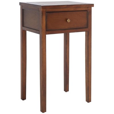 Transitional Abel Brown Pine and Stone Nightstand with Storage