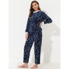 cheibear Women's Flannel Winter Cute Printed Long Sleeve Pajama Sets - 3 of 4